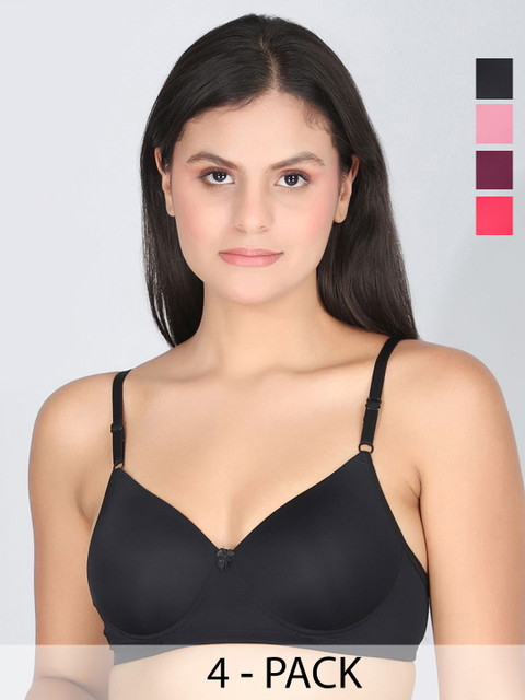 StyFun Women Pack of 4 Seamless Full Coverage Lightly Padded Bra