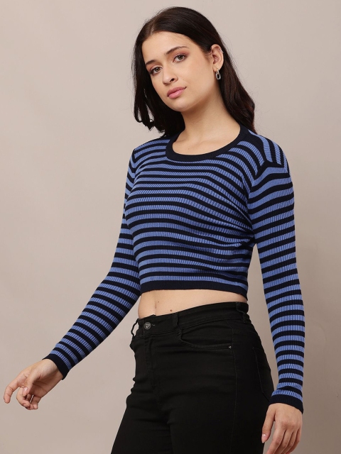 NoBarr Women Striped Cotton Crop Pullover - Image 3