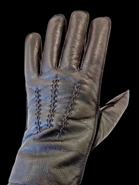Ultimo Men Patterned Leather Winter Gloves - Image 3