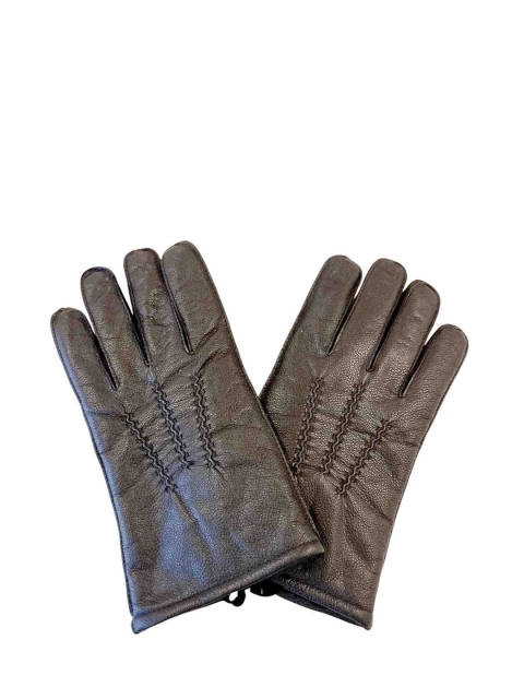 Ultimo Men Patterned Leather Winter Gloves - Image 5
