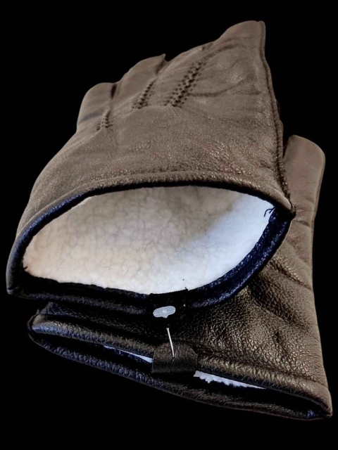 Ultimo Men Patterned Leather Winter Gloves - Image 4