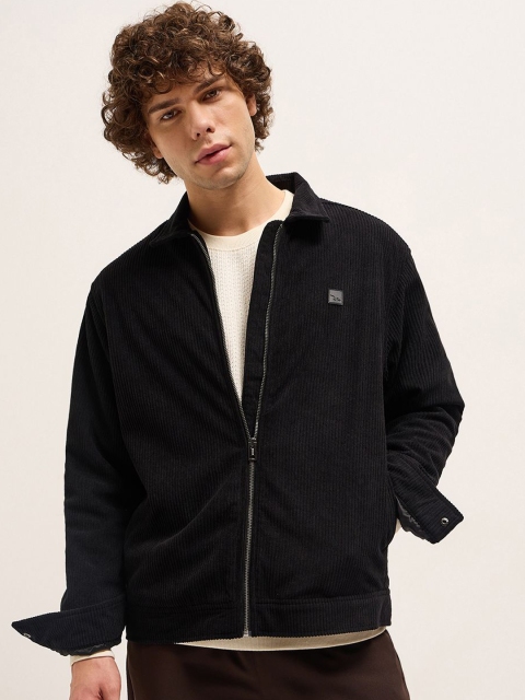 THE BEAR HOUSE Men Striped Lightweight Outdoor Open Front Jacket