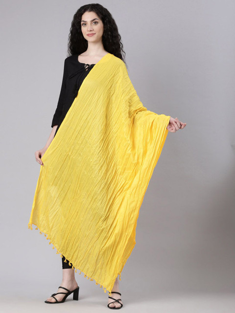 Souchii Yellow Solid Chiffon Dupatta