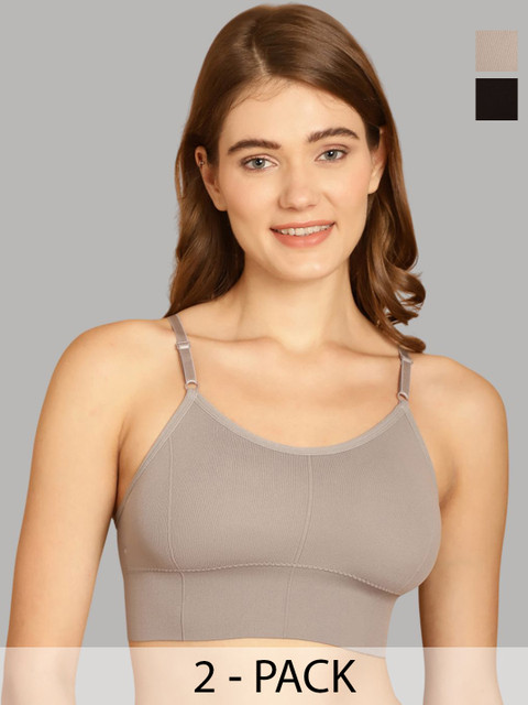 Friskers Women Pack Of 2 Full Coverage Lightly Padded Sports Bra