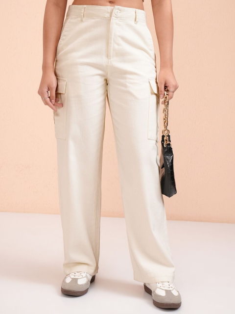 Street By Tokyo Talkies Women Cotton Straight Fit Cargos Trousers