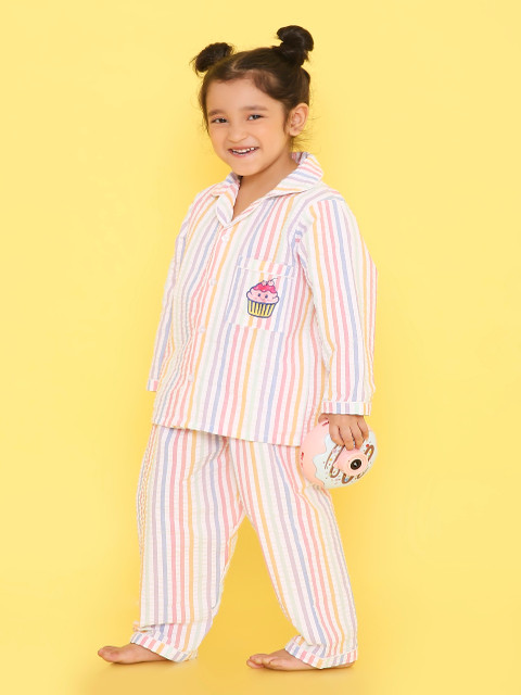 Knitting Doodles Unisex Kids Striped Pure cotton Night suit - Image 7