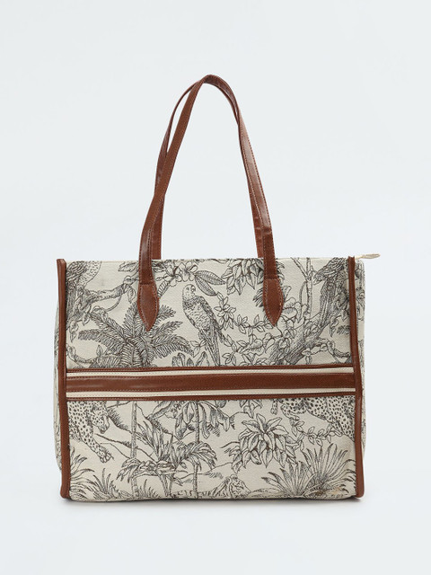 max Floral Textured Structured Shoulder Bag with Tasselled
