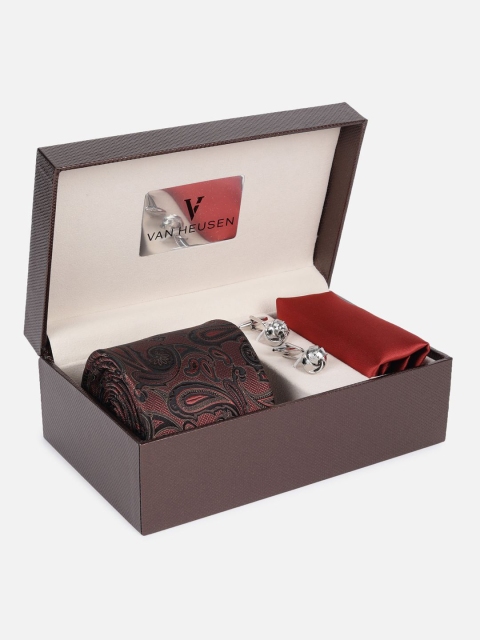 Van Heusen Men Neck Tie,Pocket Square And Cuffink Accessory Gift Set