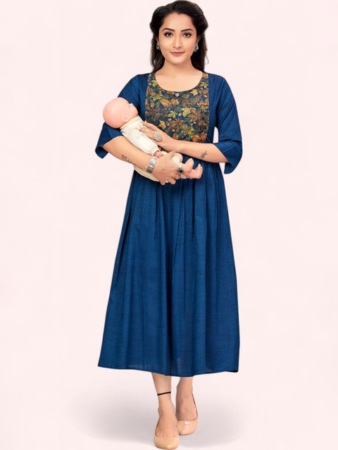 RITIJYA Women Printed Floral Maternity Anarkali Kurta - Image 7