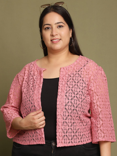 UnaOne Women Embroidered Crop Shrug