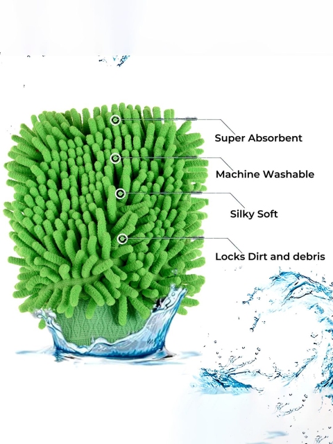 Kuber Industries 6 Pcs Green Multipurpose Microfiber Glove Duster for Home Cleaning Duster - Image 3