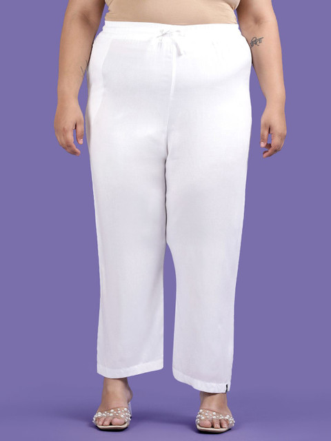 TWIN BIRDS Plus Size Women Solid Woven Relaxed Fit Palazzos