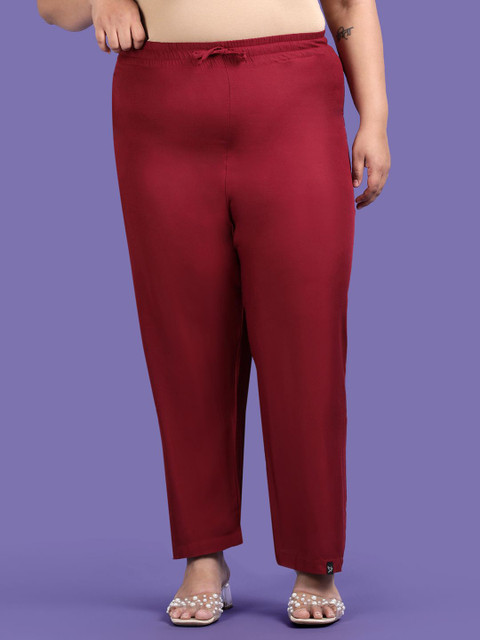 TWIN BIRDS Plus Size Women Solid Woven Relaxed Fit Palazzos