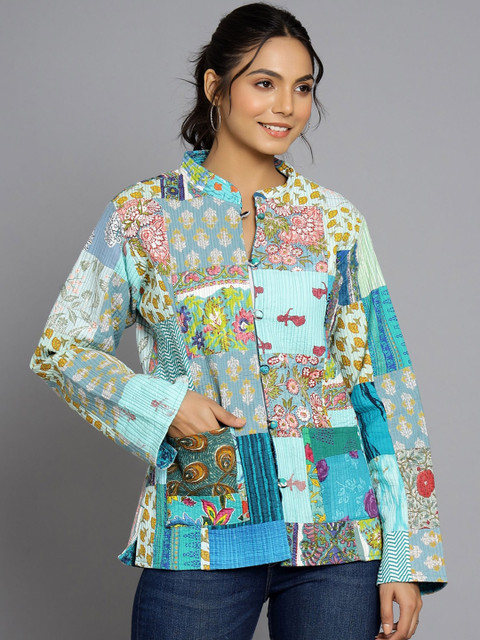HANDICRAFT PALACE Women Floral Reversible Tailored Jacket with Patchwork