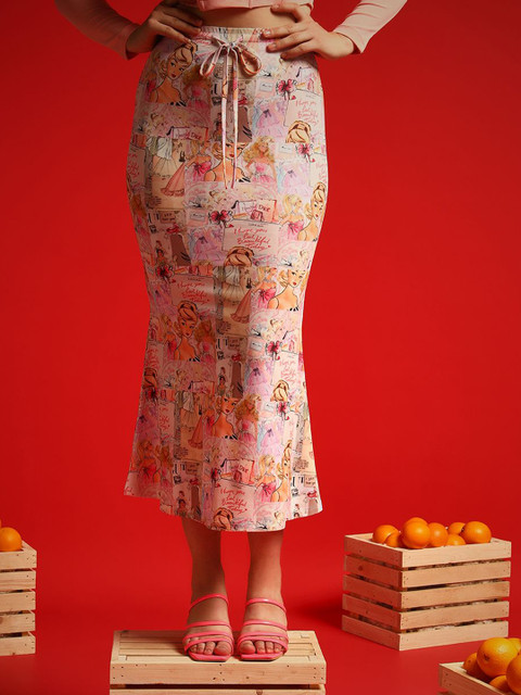 TANDUL Floral Printed High Rise A-Line Midi Skirt