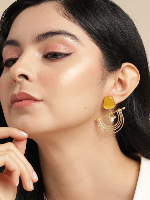 Anouk Gold Plated Beaded Contemporary Drop Earrings