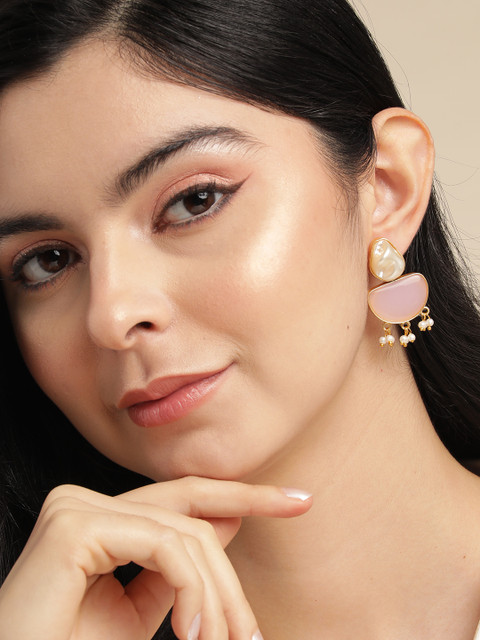 Anouk Gold Plated Beaded Contemporary Drop Earrings