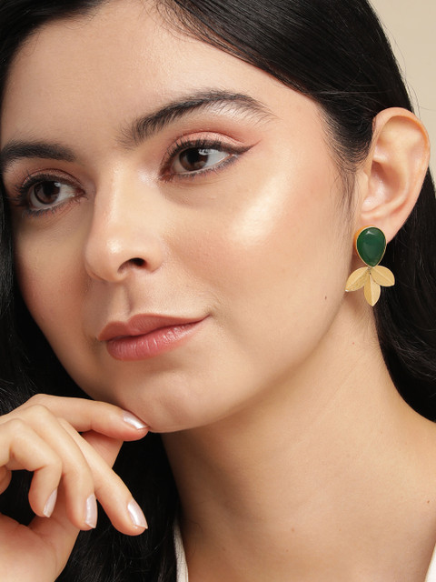 Anouk Gold Plated Beaded Tear Drop Shaped Drop Earrings