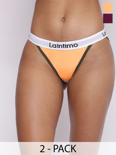La Intimo Women Pack Of 2 Low-Rise Bikini Briefs