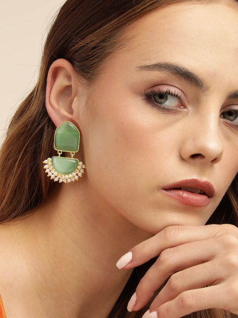 Anouk Gold Plated Beaded Contemporary Drop Earrings