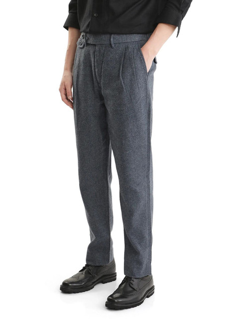 RARE RABBIT Men Comfort Pleated Cotton Formal Trousers - Image 3