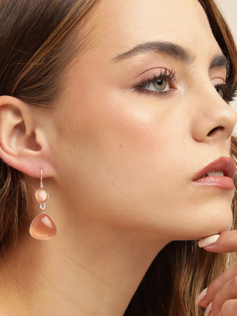 Anouk Silver-Plated Opal Geometric Drop Earrings