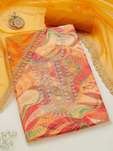 Soch Printed Organza Unstitched Dress Material