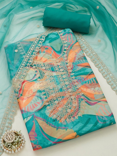 Soch Printed Organza Unstitched Dress Material