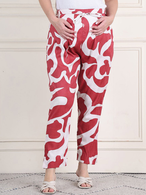 Moms Maternity Women Comfort Printed Maternity Cotton Trousers