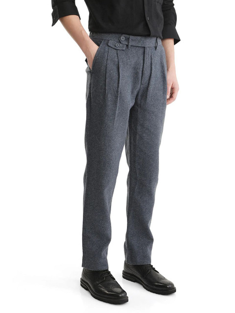 RARE RABBIT Men Comfort Pleated Cotton Formal Trousers - Image 2