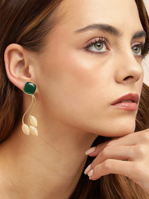 Anouk Gold-Plated Beaded Contemporary Drop Earrings