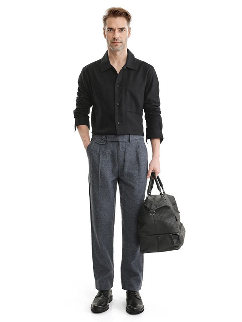 RARE RABBIT Men Comfort Pleated Cotton Formal Trousers - Image 5