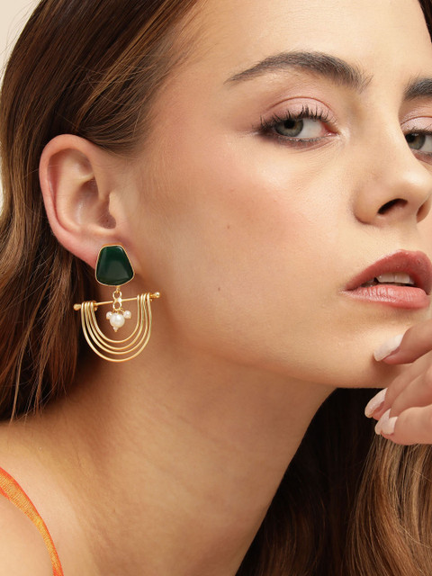 Anouk Gold Plated Beaded Contemporary Drop Earrings