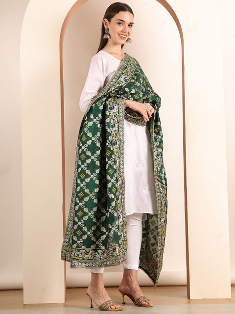 SOUNDARYA Woven Design Bandhani Dupatta - Image 3