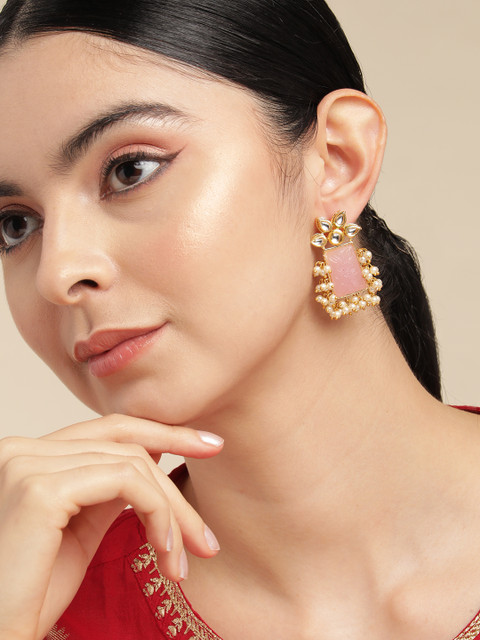 Anouk Gold-Plated Beaded Geometric Drop Earrings