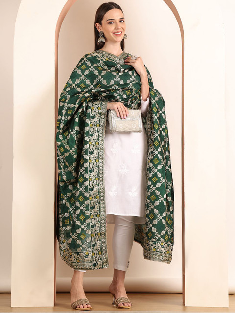 SOUNDARYA Woven Design Bandhani Dupatta - Image 6