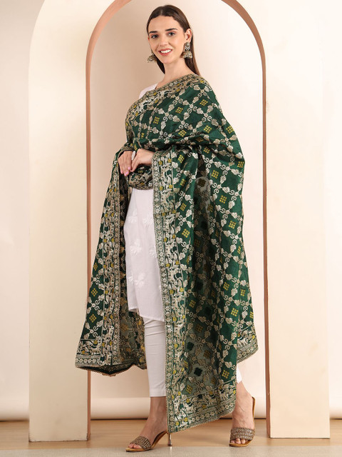 SOUNDARYA Woven Design Bandhani Dupatta - Image 4