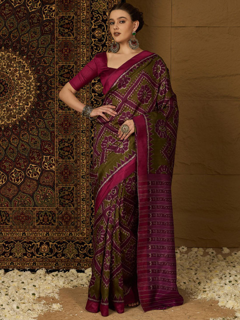 Saree mall Silk Blend Designer Ikat Sarees