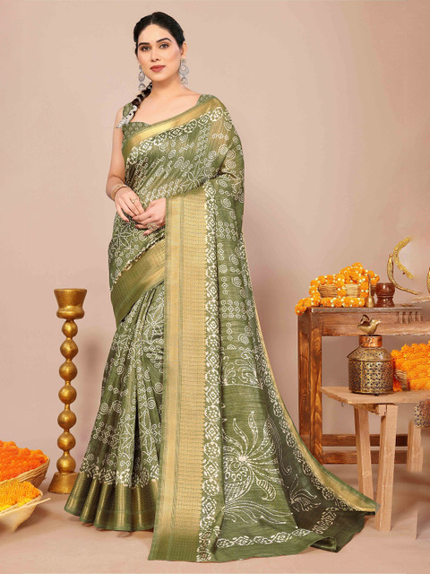 KALINI Bandhani Zari Silk Blend Bandhani Saree