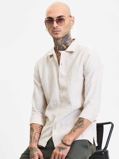 Snitch Men Smart Slim Fit Opaque Casual Shirt