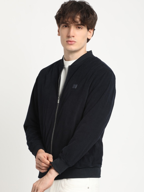 THE BEAR HOUSE Self Design Stand Collar Windcheater Bomber Jacket - Image 3