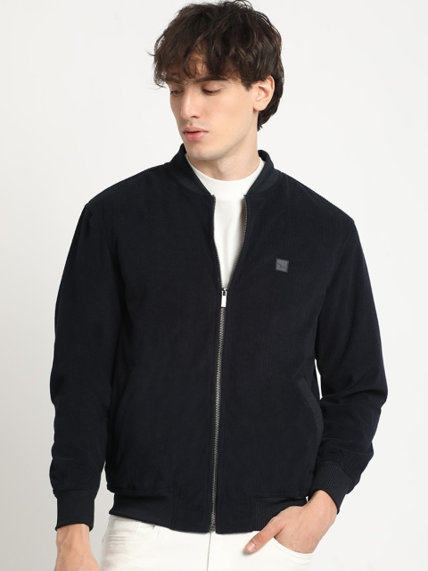 THE BEAR HOUSE Self Design Stand Collar Windcheater Bomber Jacket