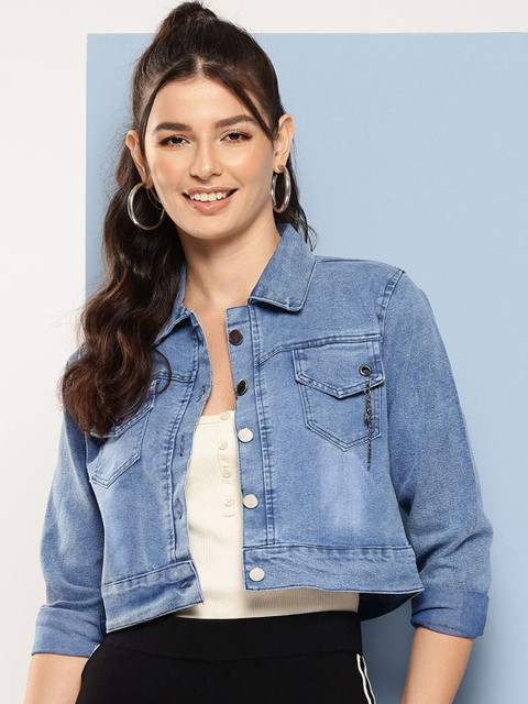 The Roadster Lifestyle Co Cotton Spread Collar Denim Jacket