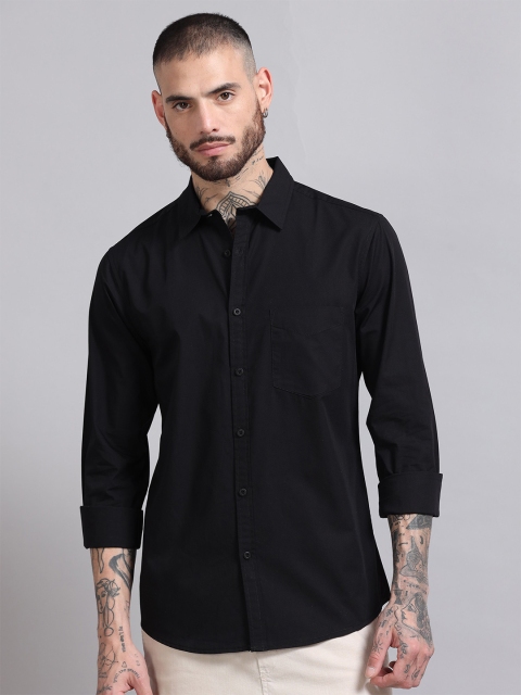 HERE&NOW Men Regular Fit Peach Premium Cotton Casual Shirt