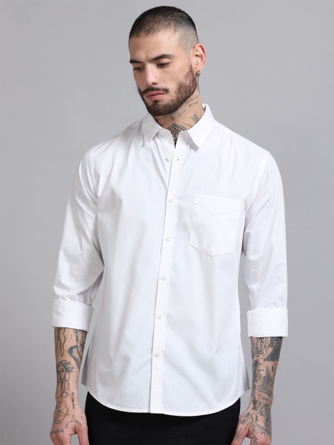 HERE&NOW Men Regular Fit Peach Premium Cotton Casual Shirt