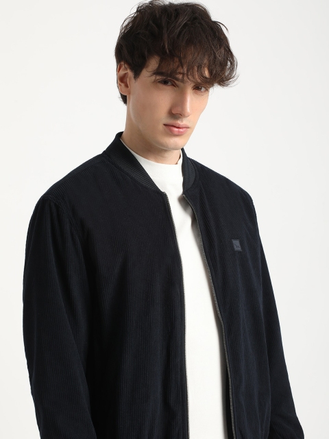 THE BEAR HOUSE Self Design Stand Collar Windcheater Bomber Jacket - Image 6
