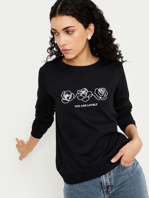 max Women Graphic Printed Round Neck Cotton T-shirt
