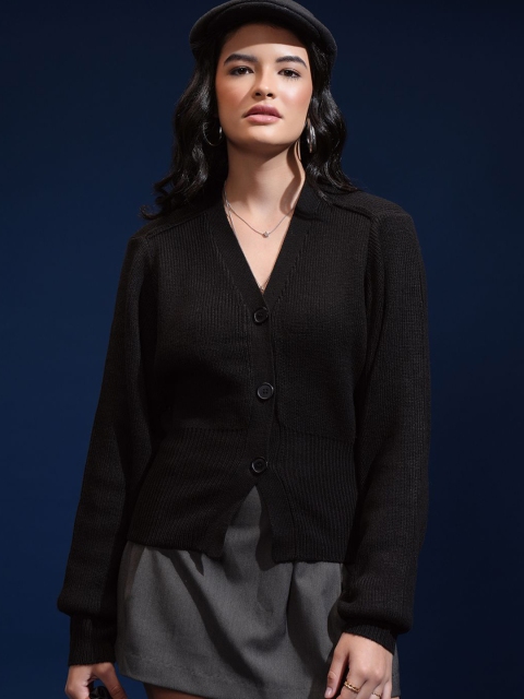 Basics By Tokyo Talkies Women V-Neck Cardigan