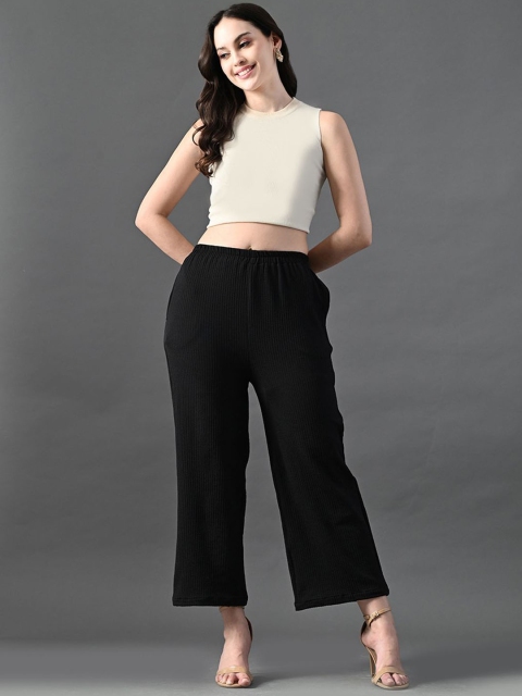 The Roadster Lifestyle Co Women Relaxed Straight Fit Mid-Rise Wide Leg Trousers - Image 4