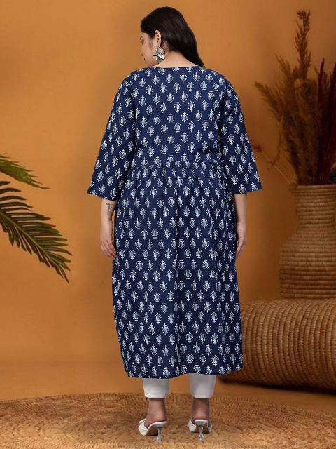 Indietoga Plus Size Floral Printed Tasselled Longline Cotton Ethnic Tie-Up Shrug - Image 5